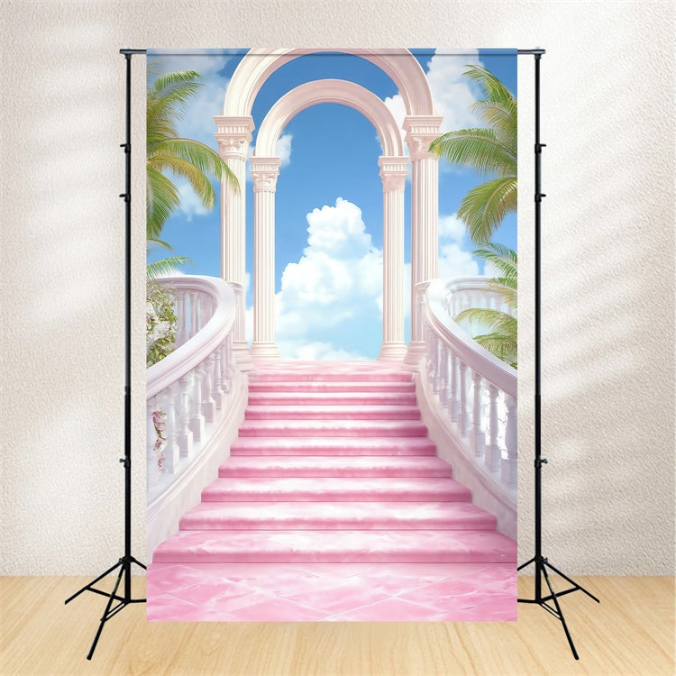 Sky Photo Backdrop Pink Palace Stairway Backdrop UK BRP57-231
