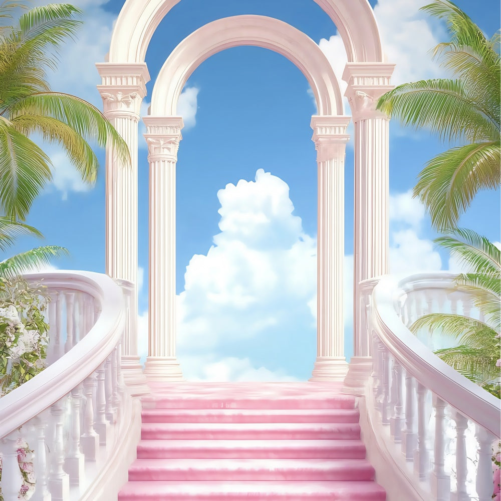 Sky Photo Backdrop Pink Palace Stairway Backdrop UK BRP57-231