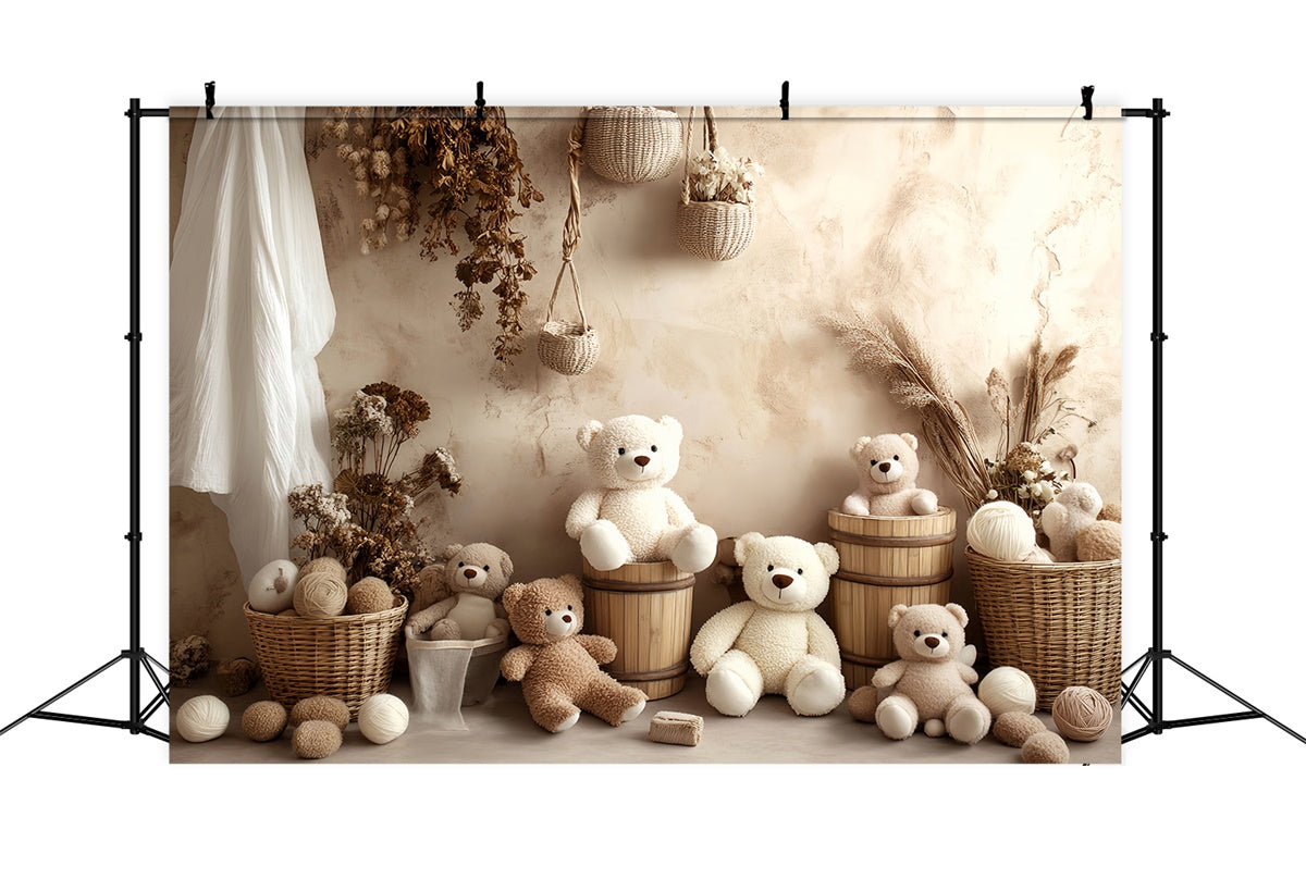 Newborn Photo Backdrop Dried Blossom Teddy Backdrop UK BRP57-271