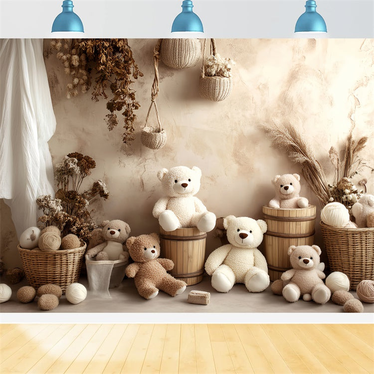 Newborn Photo Backdrop Dried Blossom Teddy Backdrop UK BRP57-271