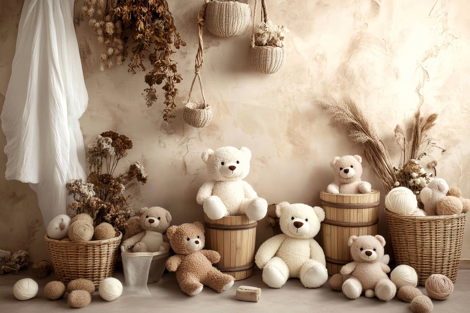 Newborn Photo Backdrop Dried Blossom Teddy Backdrop UK BRP57-271