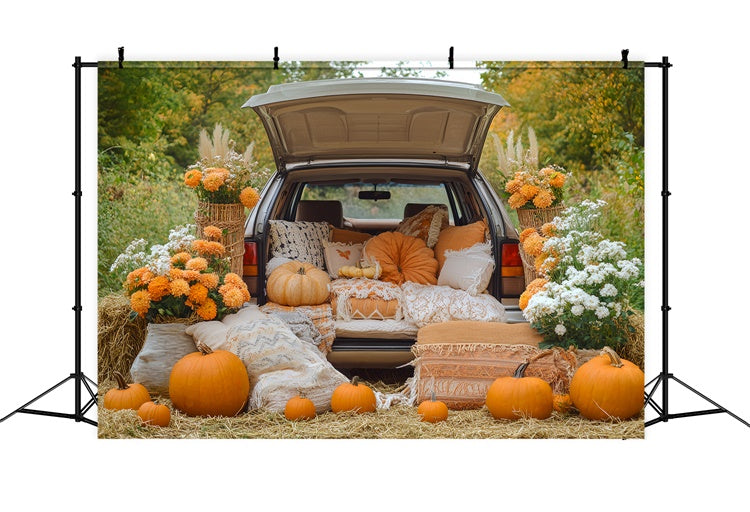 Thanksgiving Backdrops Pumpkin Trunk Harvest Backdrop UK BRP57-321
