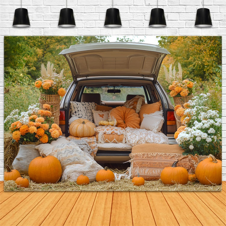 Thanksgiving Backdrops Pumpkin Trunk Harvest Backdrop UK BRP57-321
