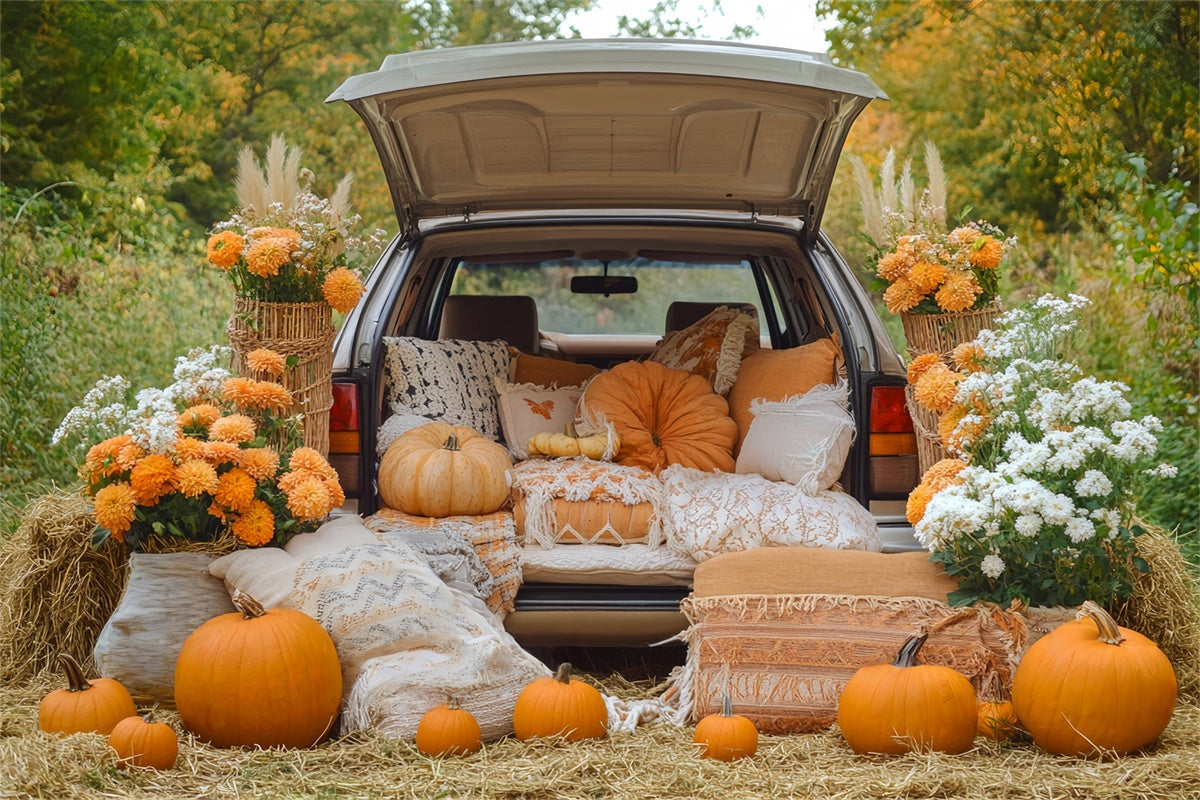 Thanksgiving Backdrops Pumpkin Trunk Harvest Backdrop UK BRP57-321