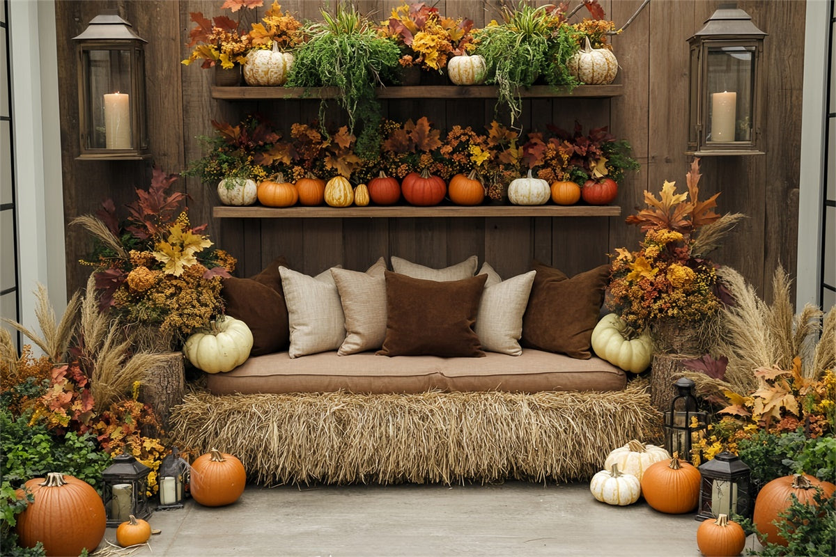 Thanksgiving Photo Backdrop Farmhouse Hay Sofa Backdrop UK BRP57-324