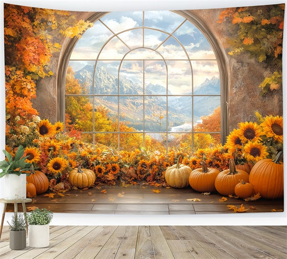 Thanksgiving Backdrop Sunflower Arch Mountain View Backdrop UK BRP57-326