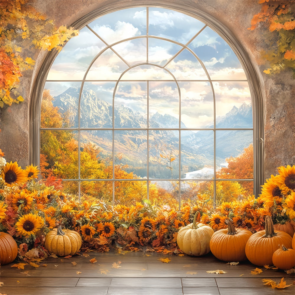 Thanksgiving Backdrop Sunflower Arch Mountain View Backdrop UK BRP57-326