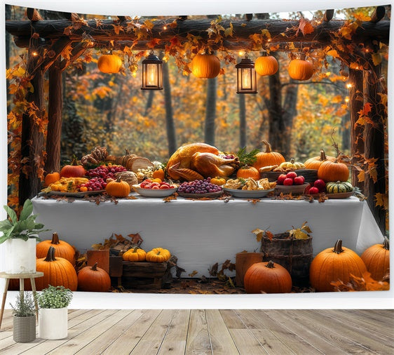 Thanksgiving Backdrop Harvest Table Fall Forest Backdrop UK BRP57-334
