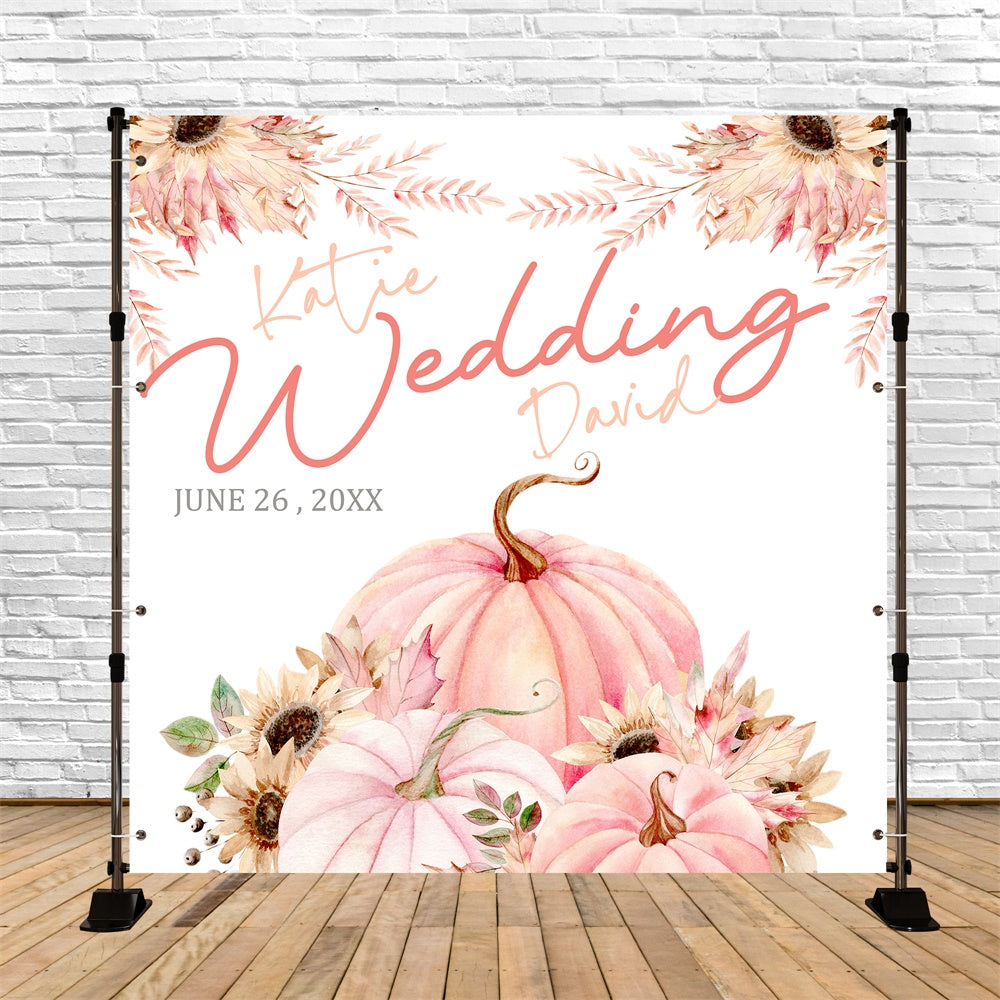 Backdrop For Wedding Rustic Pumpkin Floral Personalized Backdrop UK BRP6-138