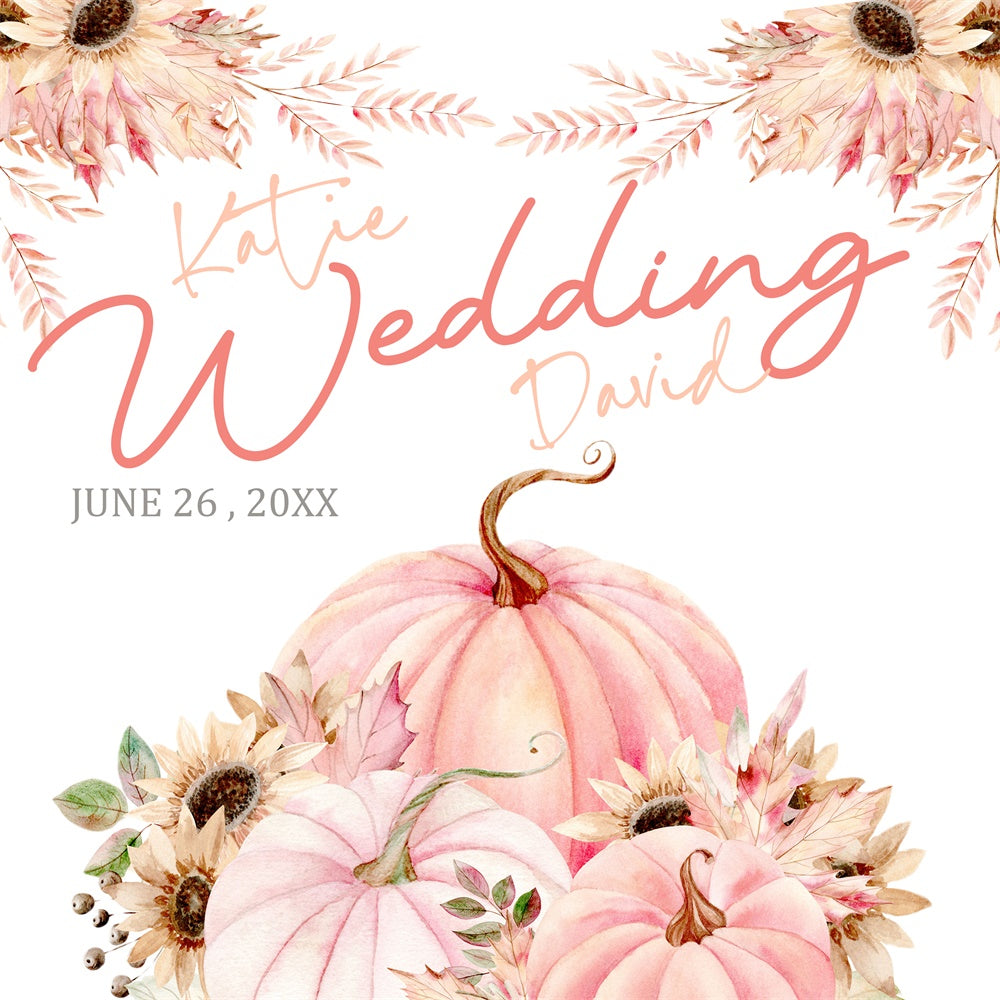 Backdrop For Wedding Rustic Pumpkin Floral Personalized Backdrop UK BRP6-138