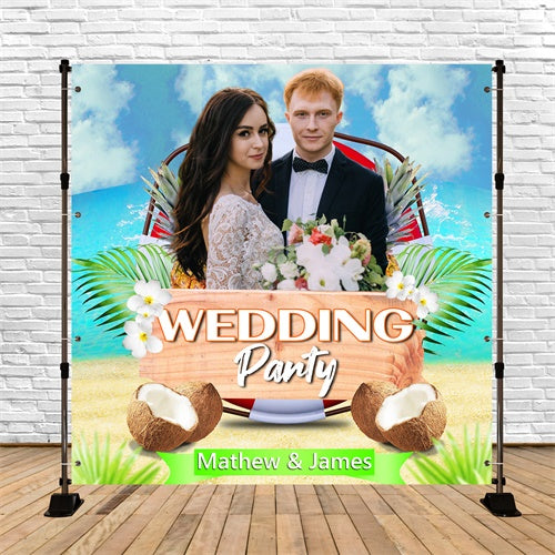 Beach Wedding Backdrop Coconut Island Palm Customized Backdrop UK BRP6-140