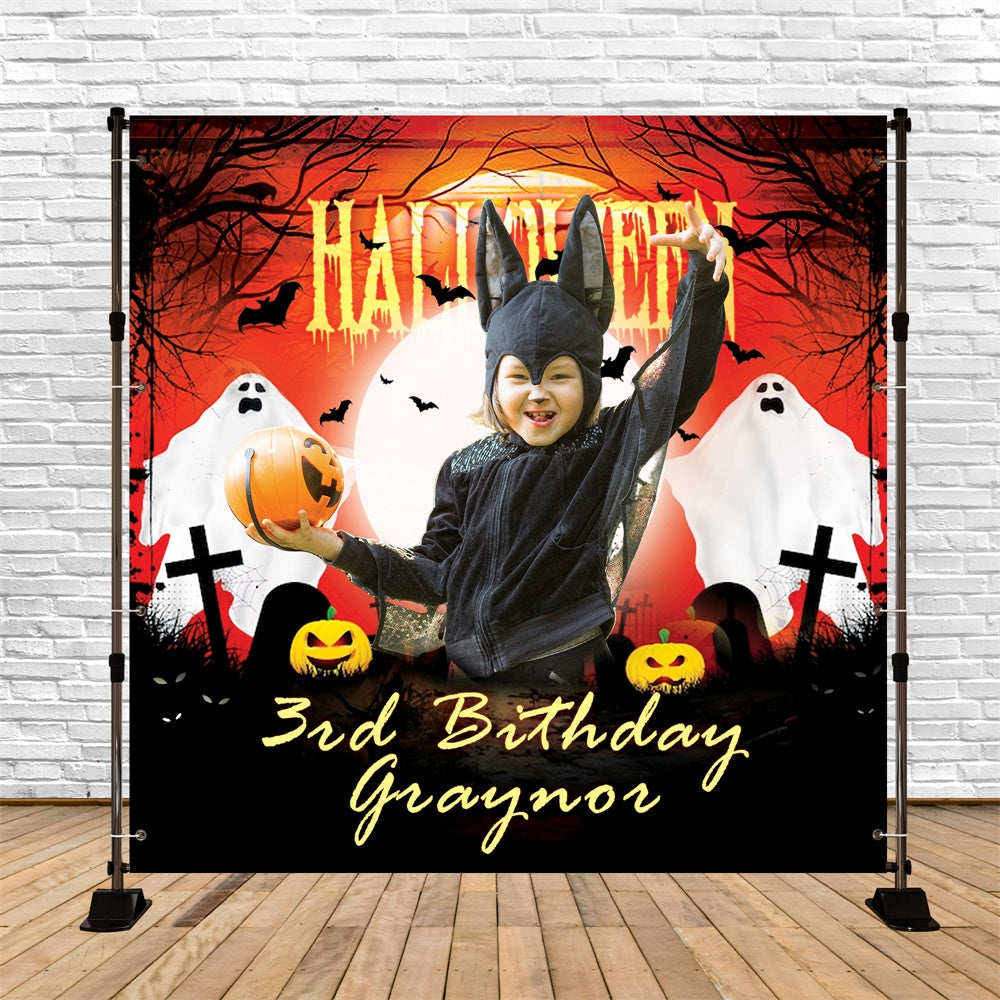 Halloween Birthday Backdrop Pumpkin Bash 3rd Personalized Backdrop UK BRP6-85