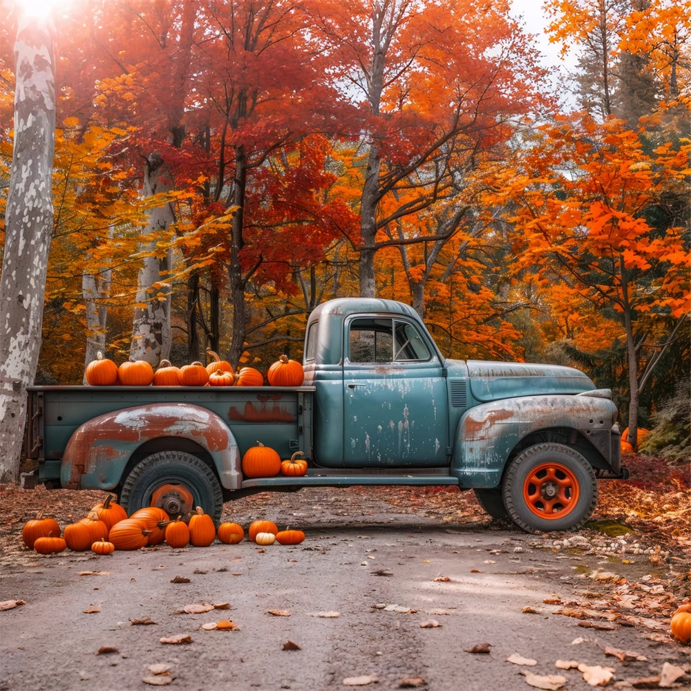 Autumn Maple Pumpkins And Truck Backdrop UK BRP7-112