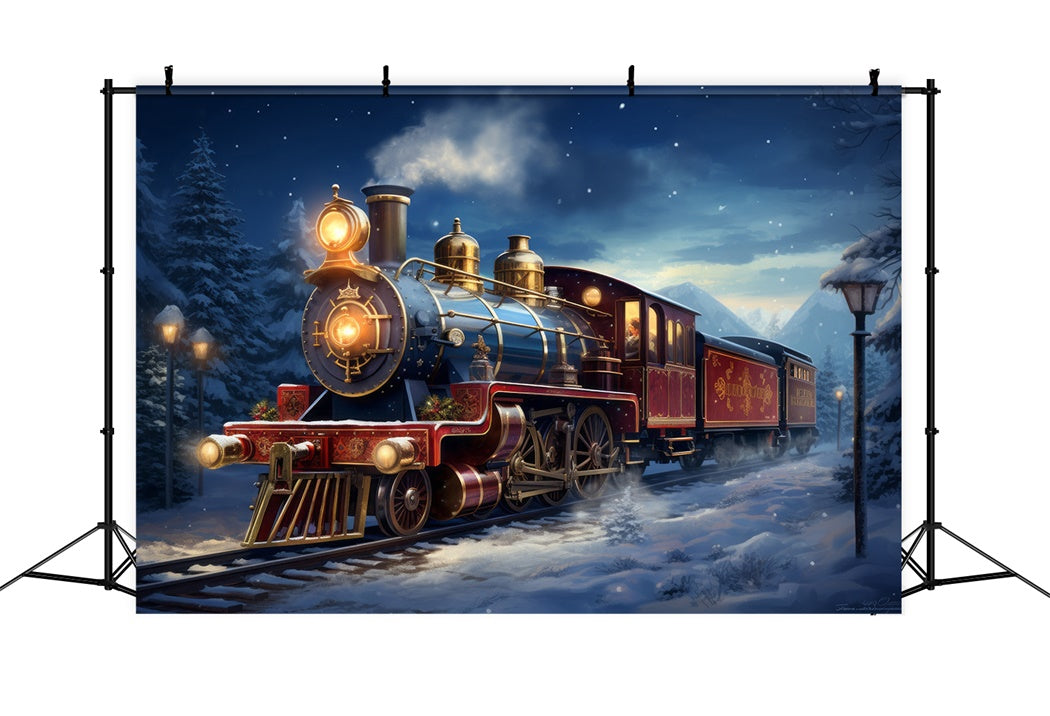 Snowy Christmas Train Adventure Backdrop UK BRP8-119
