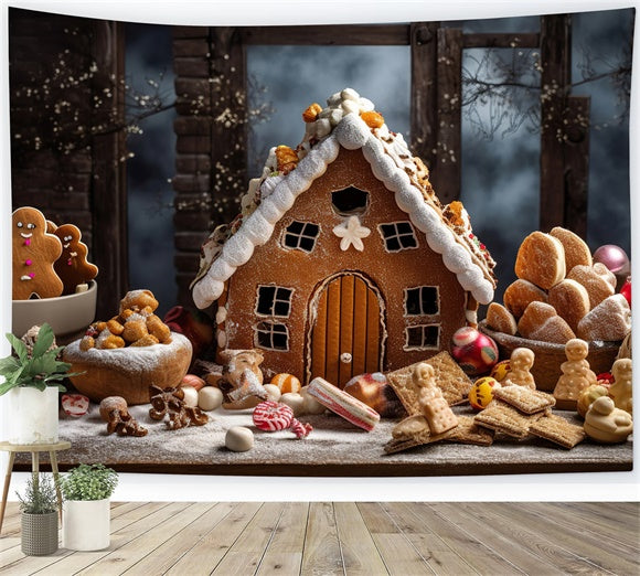 Christmas Gingerbread Cottage Backdrop UK BRP8-122