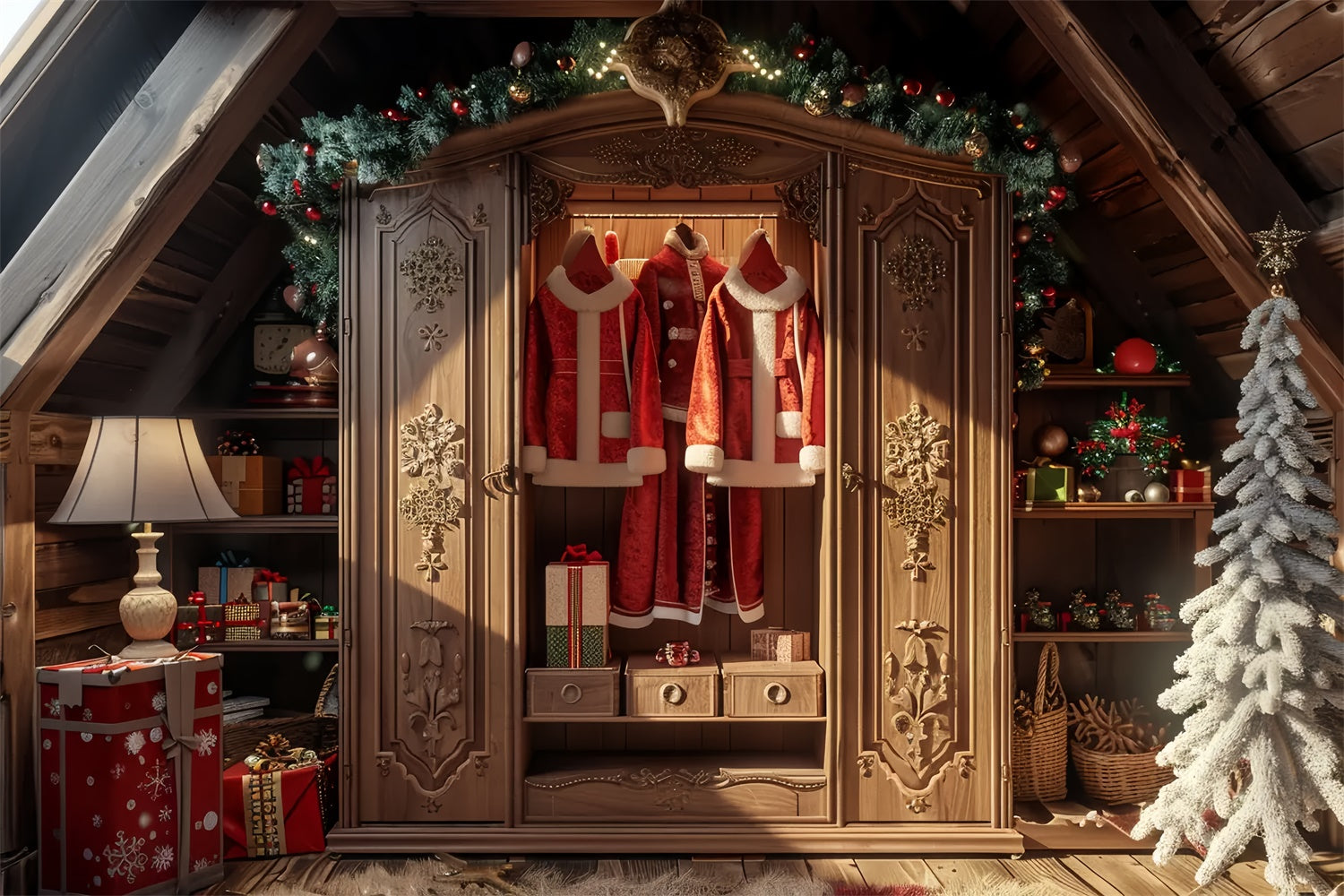 Christmas Tree and Santa’s Wardrobe Backdrop UK BRP8-53