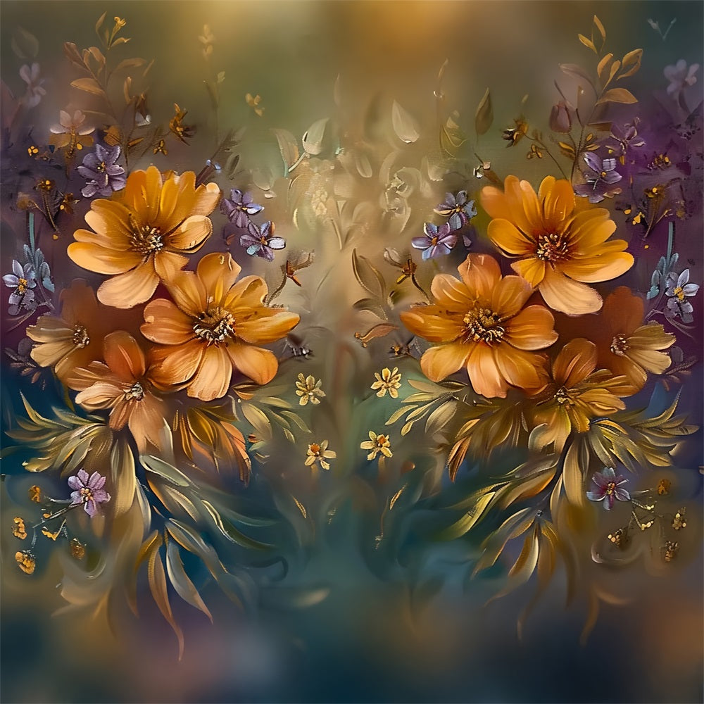 Golden Floral Abundance Subtle Color Hues Backdrop UK BRP9-162