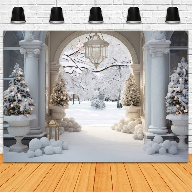 Winter Wonderland Courtyard Marble Arch Backdrop UK BRP9-235