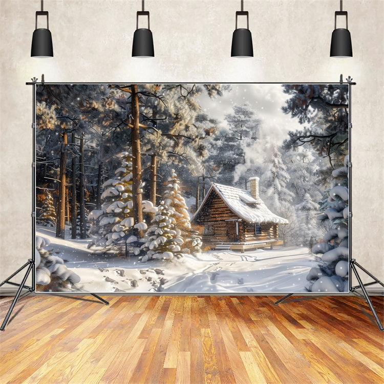 Winter Wonderland Cabin Surrounded Snow Backdrop UK BRP9-309