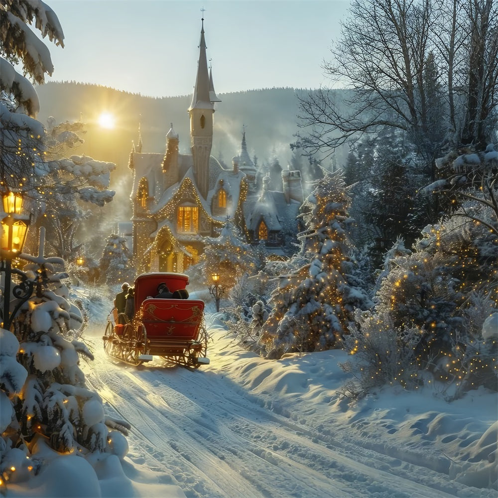 Cozy Forest Fir Tree Snowy Wonderland Backdrop UK BRP9-310