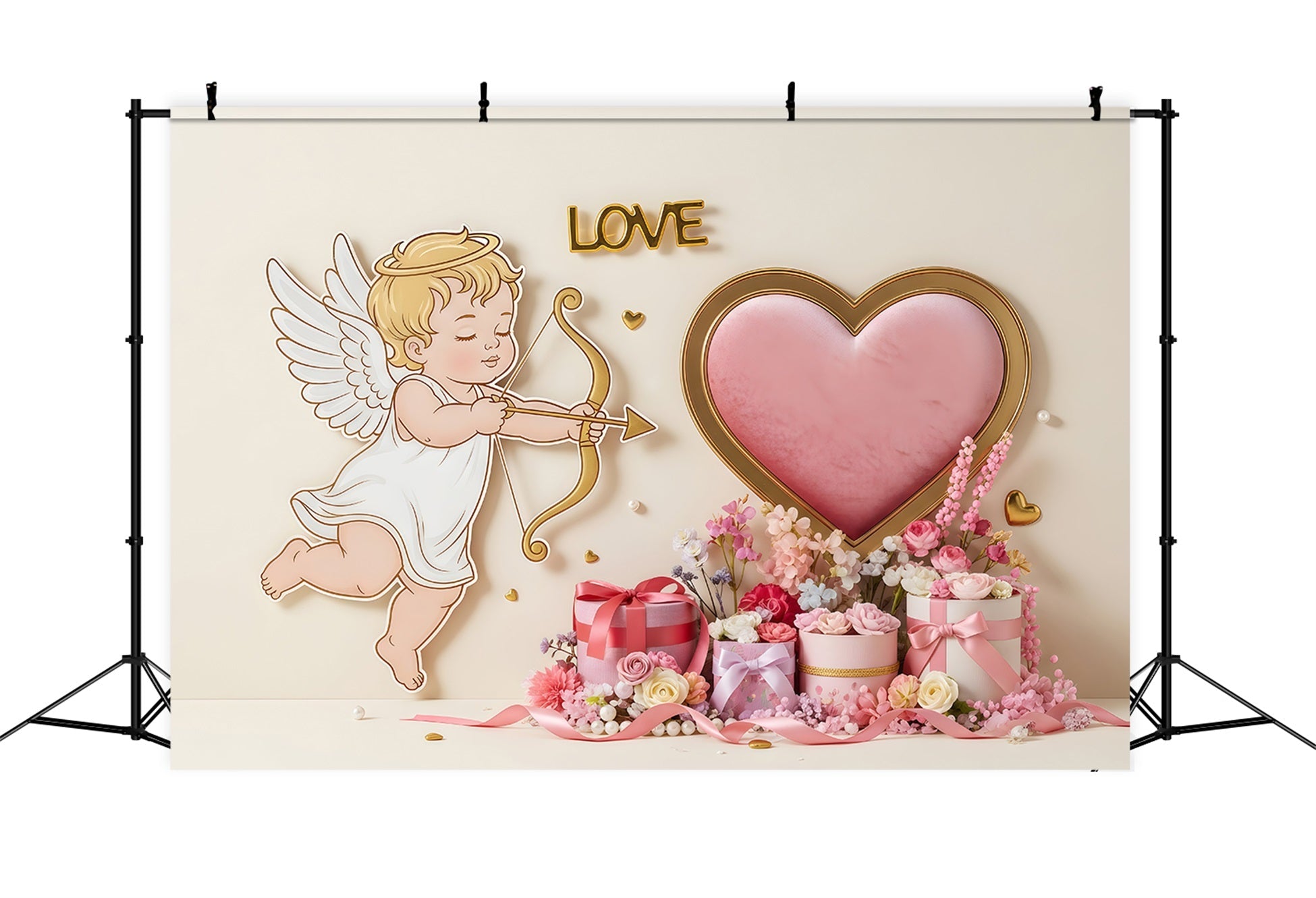 Valentines Backdrop Cupid Heart Gift Garden Valentine's Day Hearts Backdrop UK By Magali