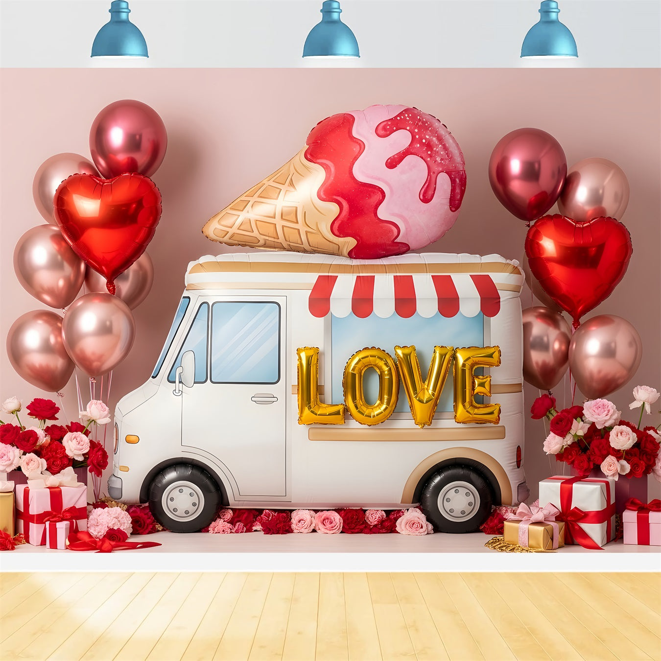 Valentines Backdrop Ice Cream Love Truck Decor Valentine Backdrop For Pictures UK By Magali