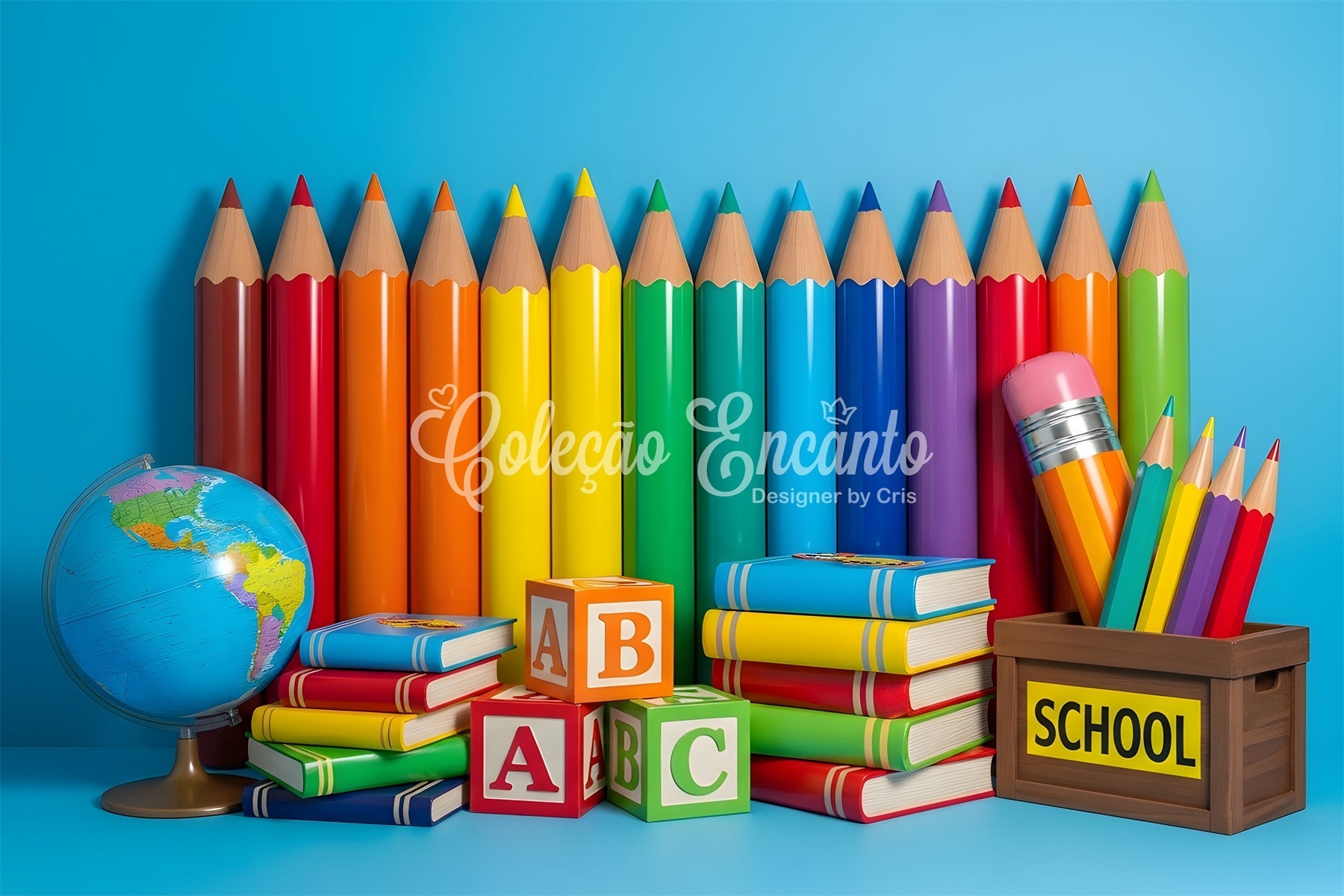 School Photo Backdrop Colorful Pencil Wall Back To School Backdrop UK By Magali