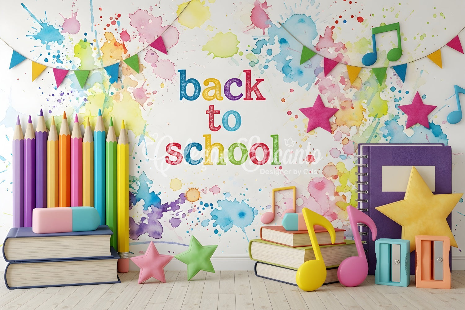 School Photo Backdrop Paint Splash Rainbow Classroom Back To School Backdrop UK By Magali