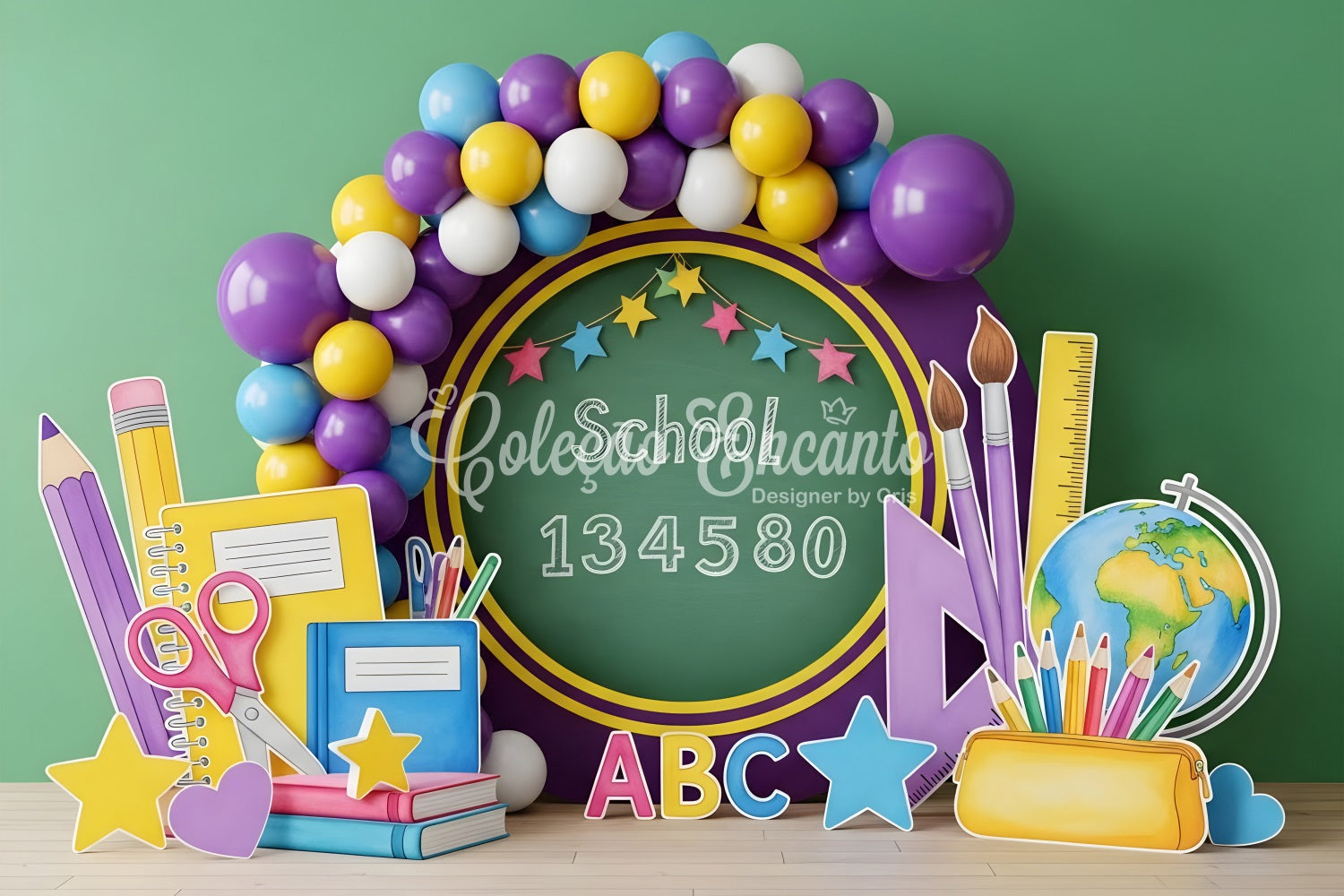 Back To School Backdrop Purple Chalkboard Learning Corner School Backdrop UK By Magali