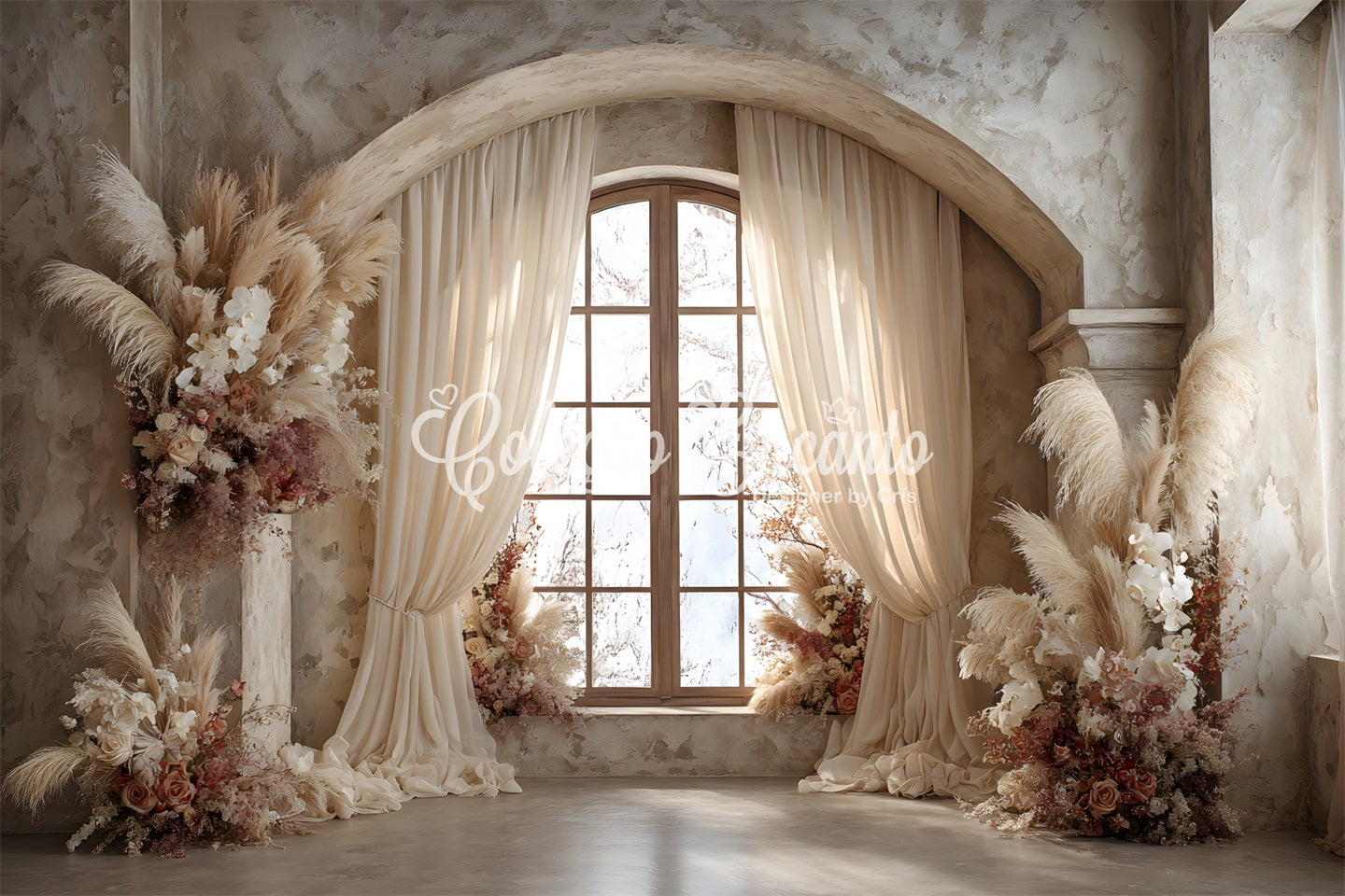 Mothers Day Backdrop Boho Pampas Window Floral Photo Booth Mother's Day Backdrop UK By Magali