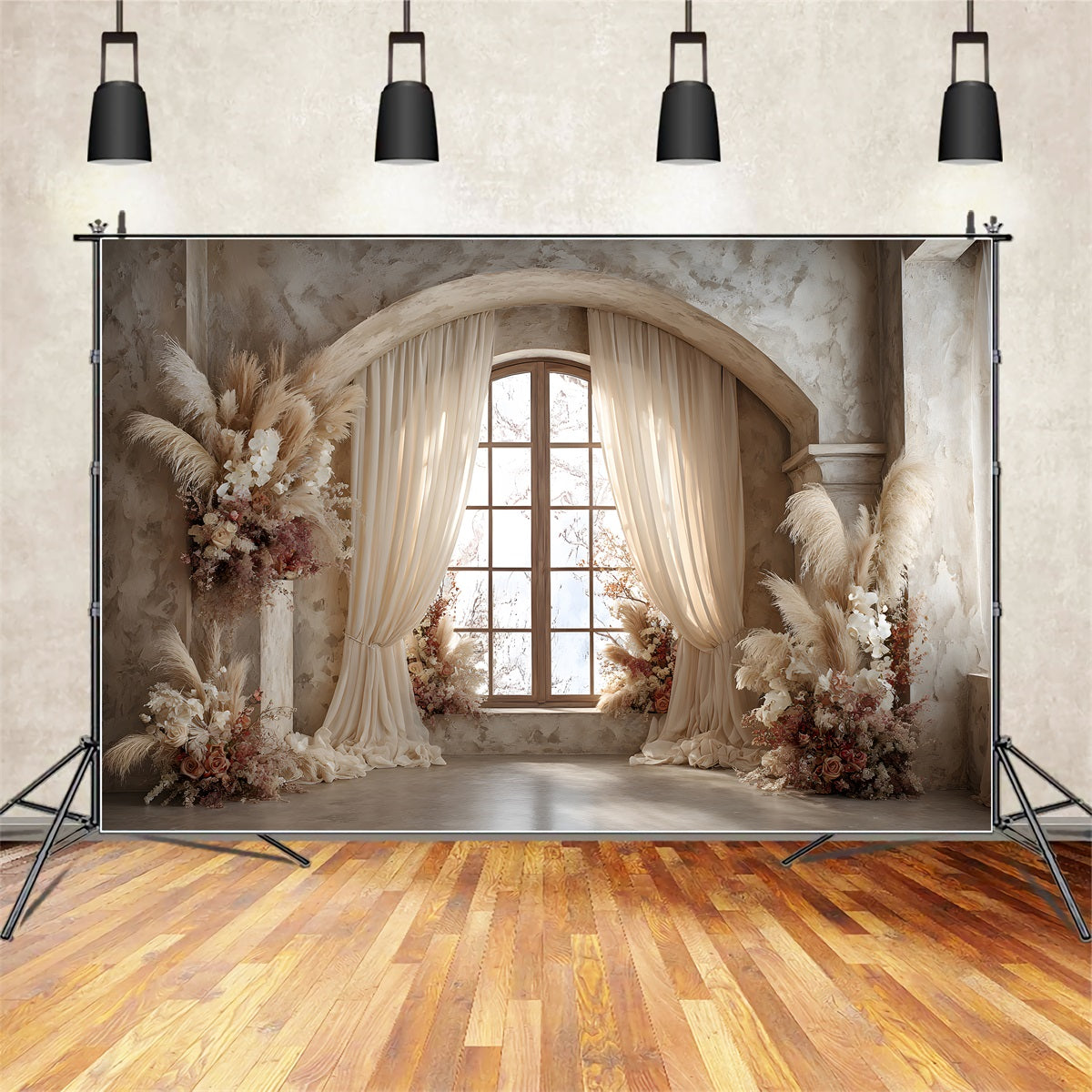 Mothers Day Backdrop Boho Pampas Window Floral Photo Booth Mother's Day Backdrop UK By Magali