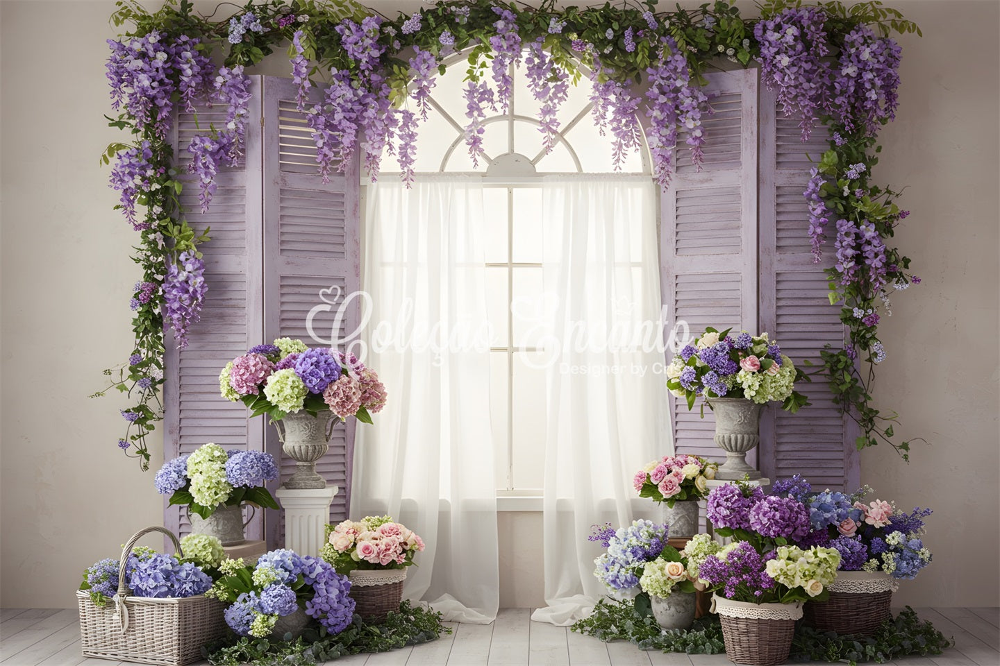 Mother's Day Picture Backdrop Purple Wisteria Window Mother's Day Backdrop Ideas UK By Magali