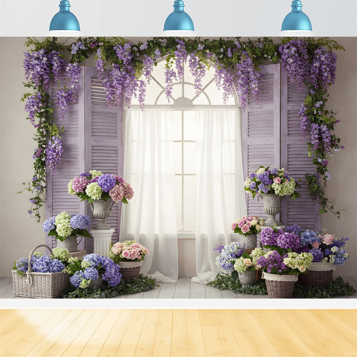 Mother's Day Picture Backdrop Purple Wisteria Window Mother's Day Backdrop Ideas UK By Magali