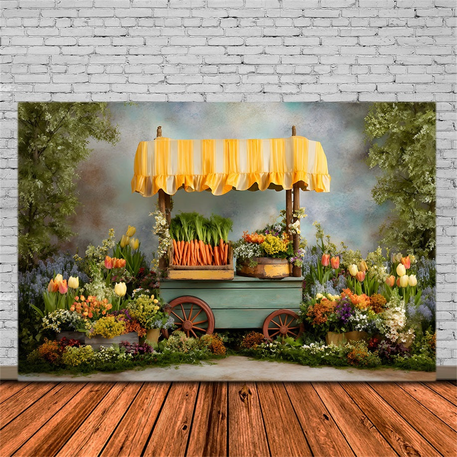 Easter Carrot Backdrop Colorful Cart Spring Blooms Easter Backdrops UK By Magali