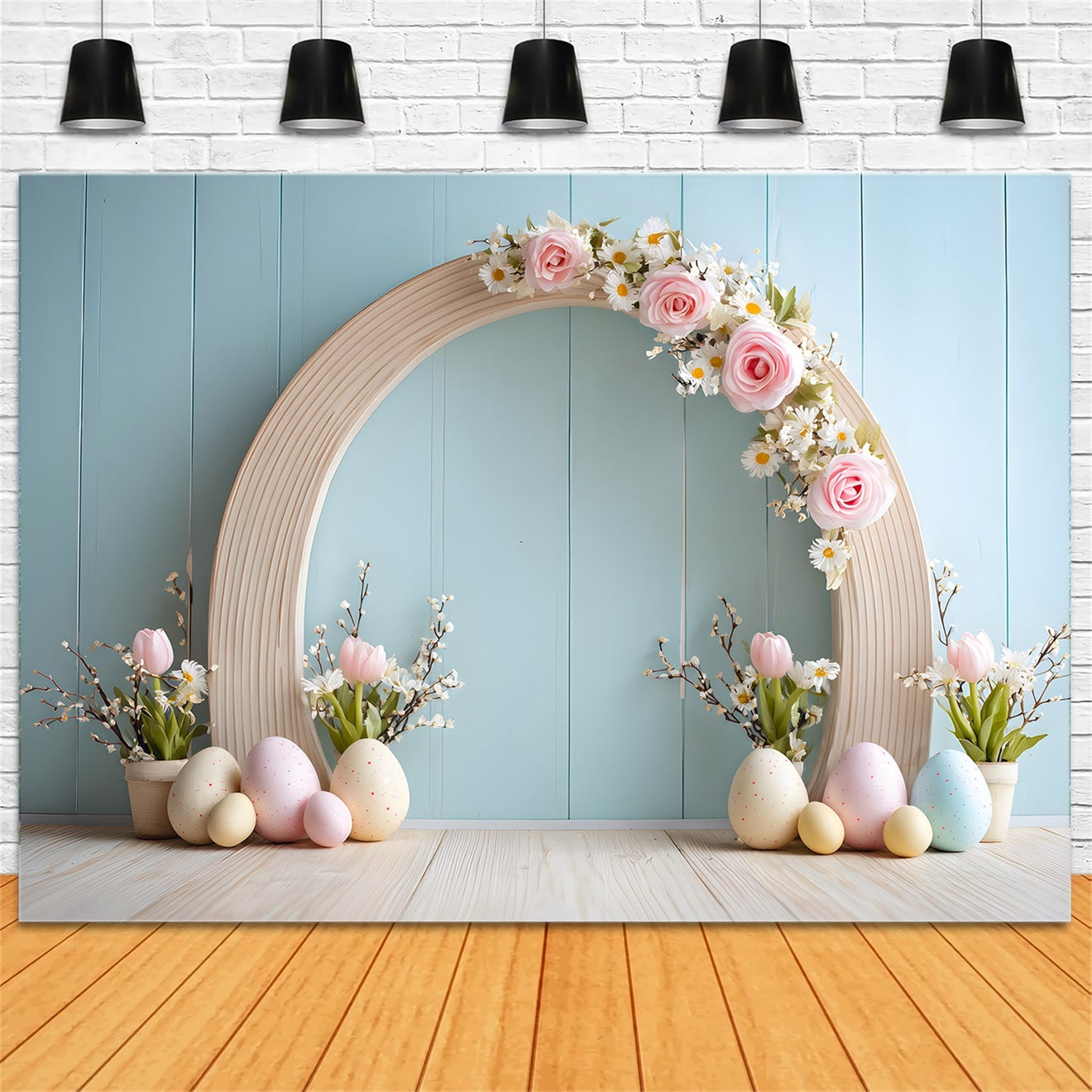 Easter Egg Backdrop Pastel Arch Floral Wall Easter Picture Backdrops UK By Magali