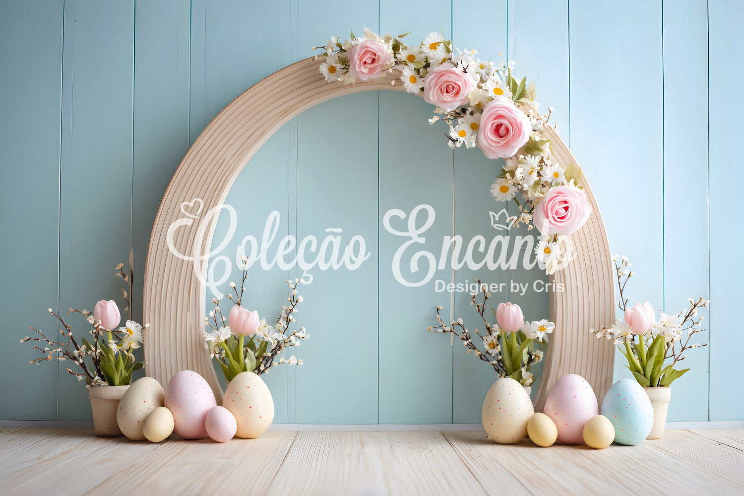 Easter Egg Backdrop Pastel Arch Floral Wall Easter Picture Backdrops UK By Magali