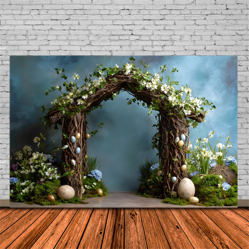 Easter Spring Backdrop Twig Arch Mossy Eggs Easter Picture Backdrop Ideas UK By Magali