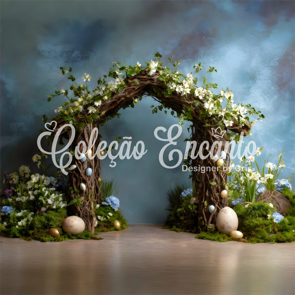 Easter Spring Backdrop Twig Arch Mossy Eggs Easter Picture Backdrop Ideas UK By Magali