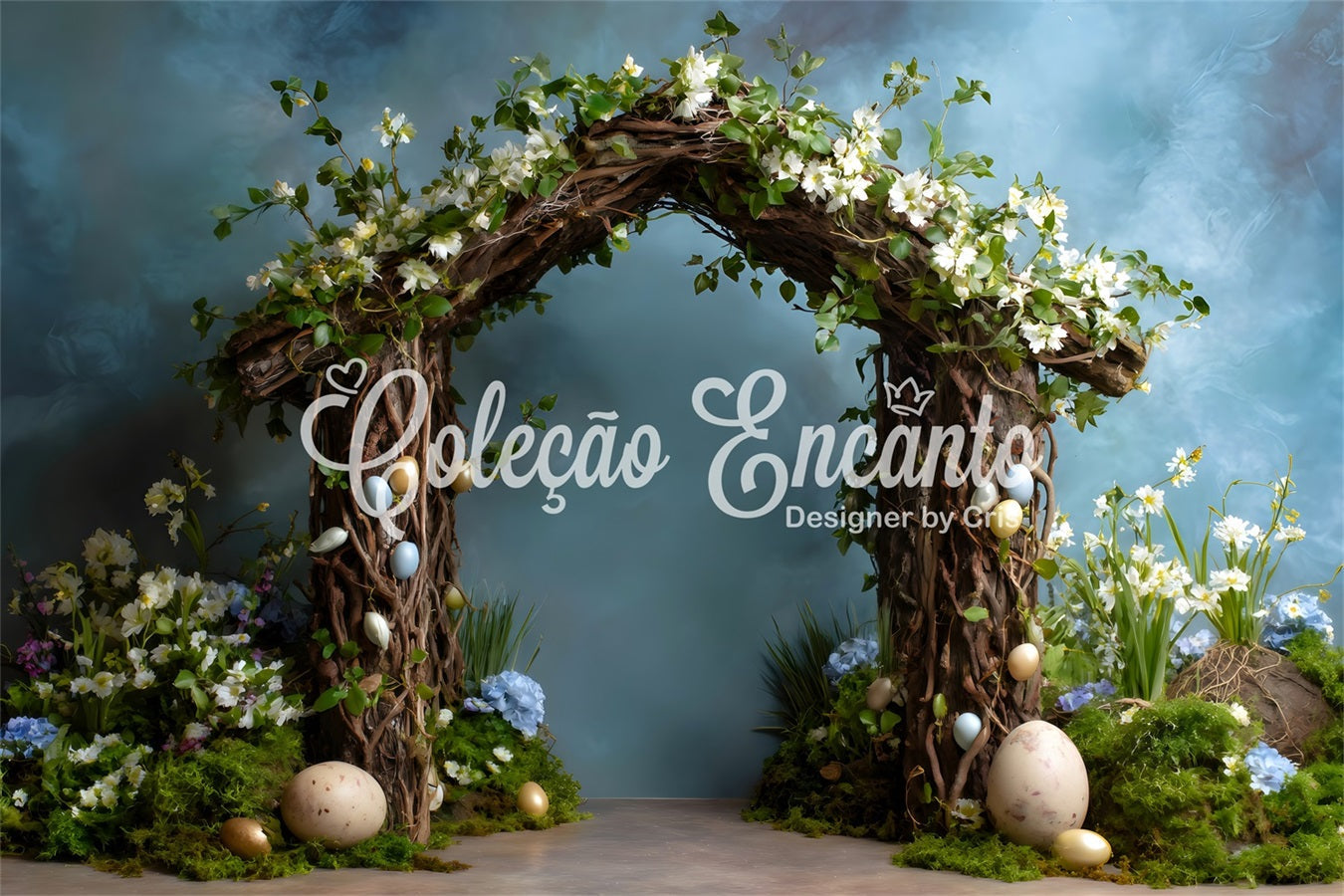 Easter Spring Backdrop Twig Arch Mossy Eggs Easter Picture Backdrop Ideas UK By Magali