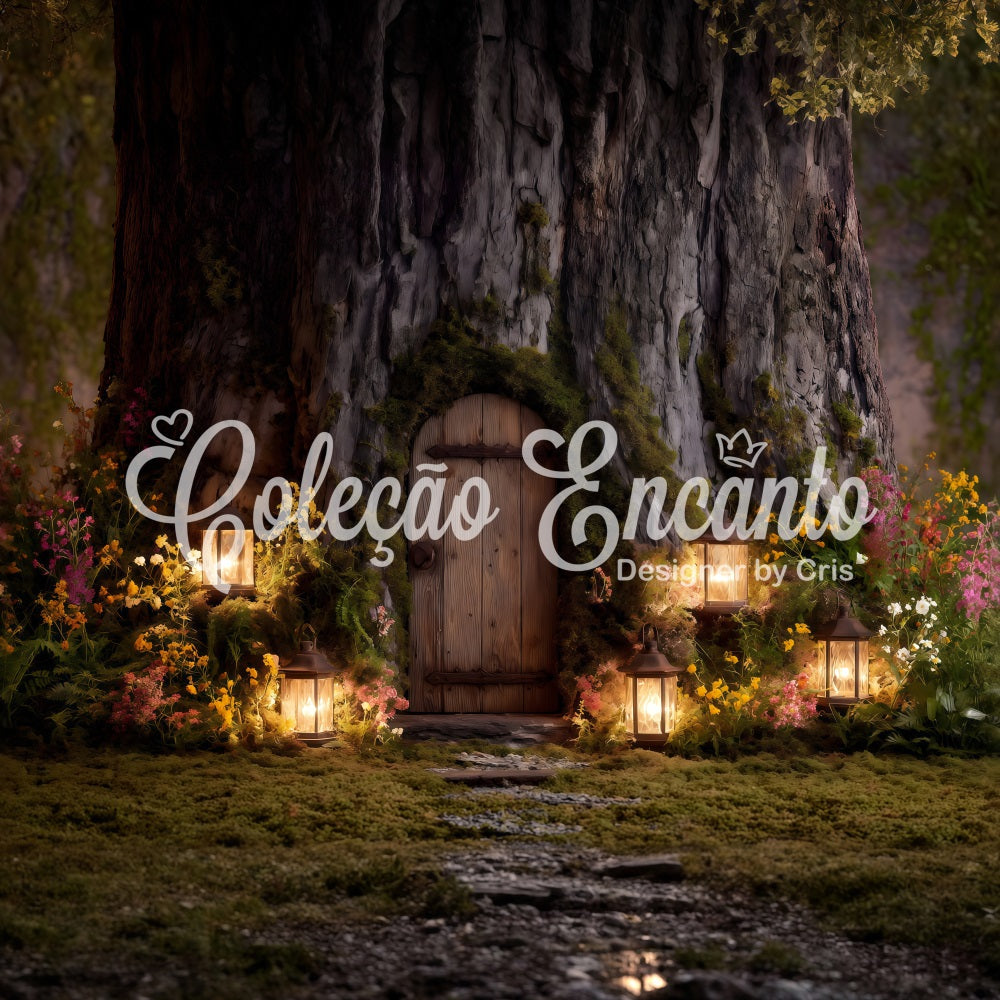 Easter Bunny Burrow Backdrop Tree Door Lantern Blooms Easter Backdrops For Photos UK By Magali