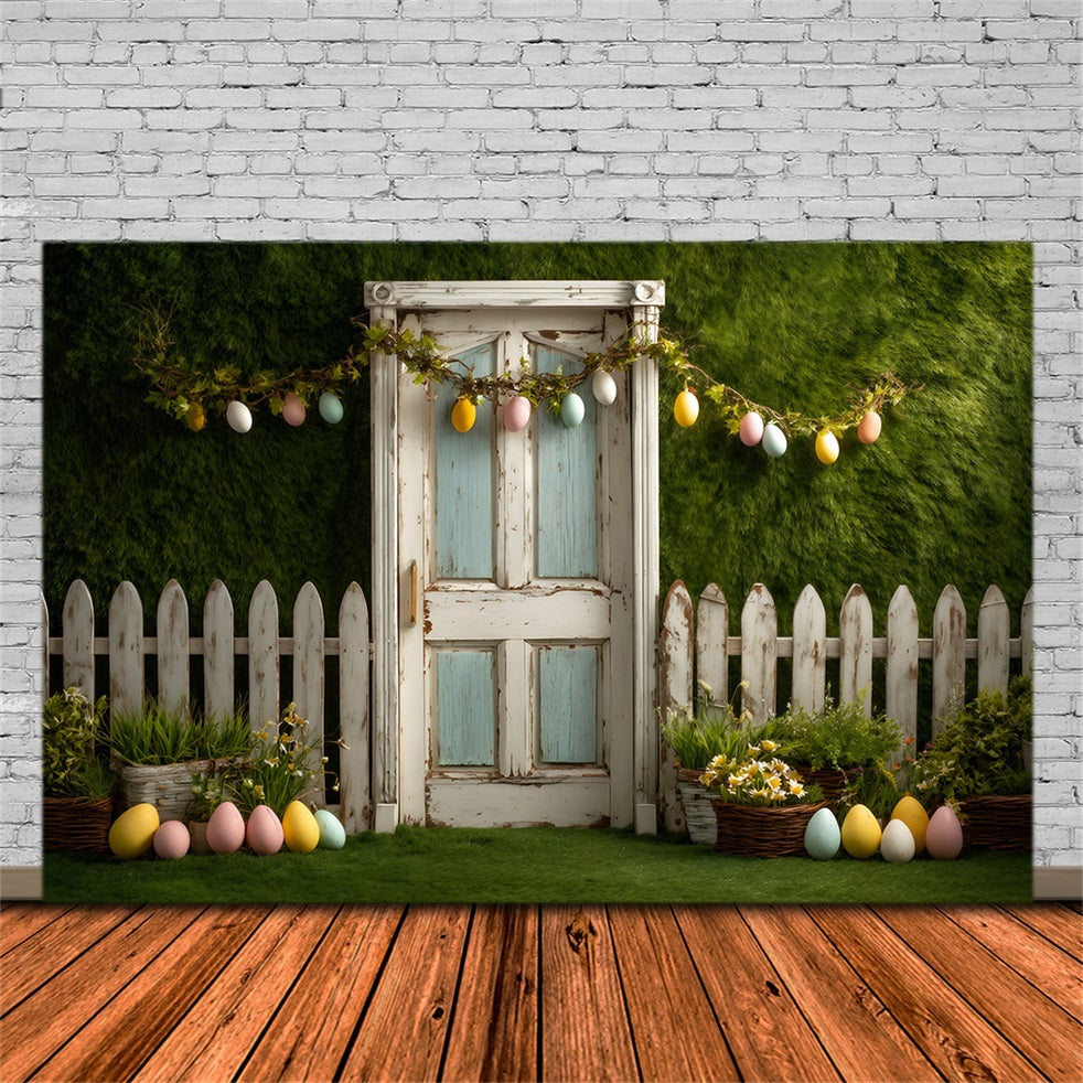 Easter Egg Backdrop Egg Garland Fence Door Easter Themed Backdrop UK By Magali