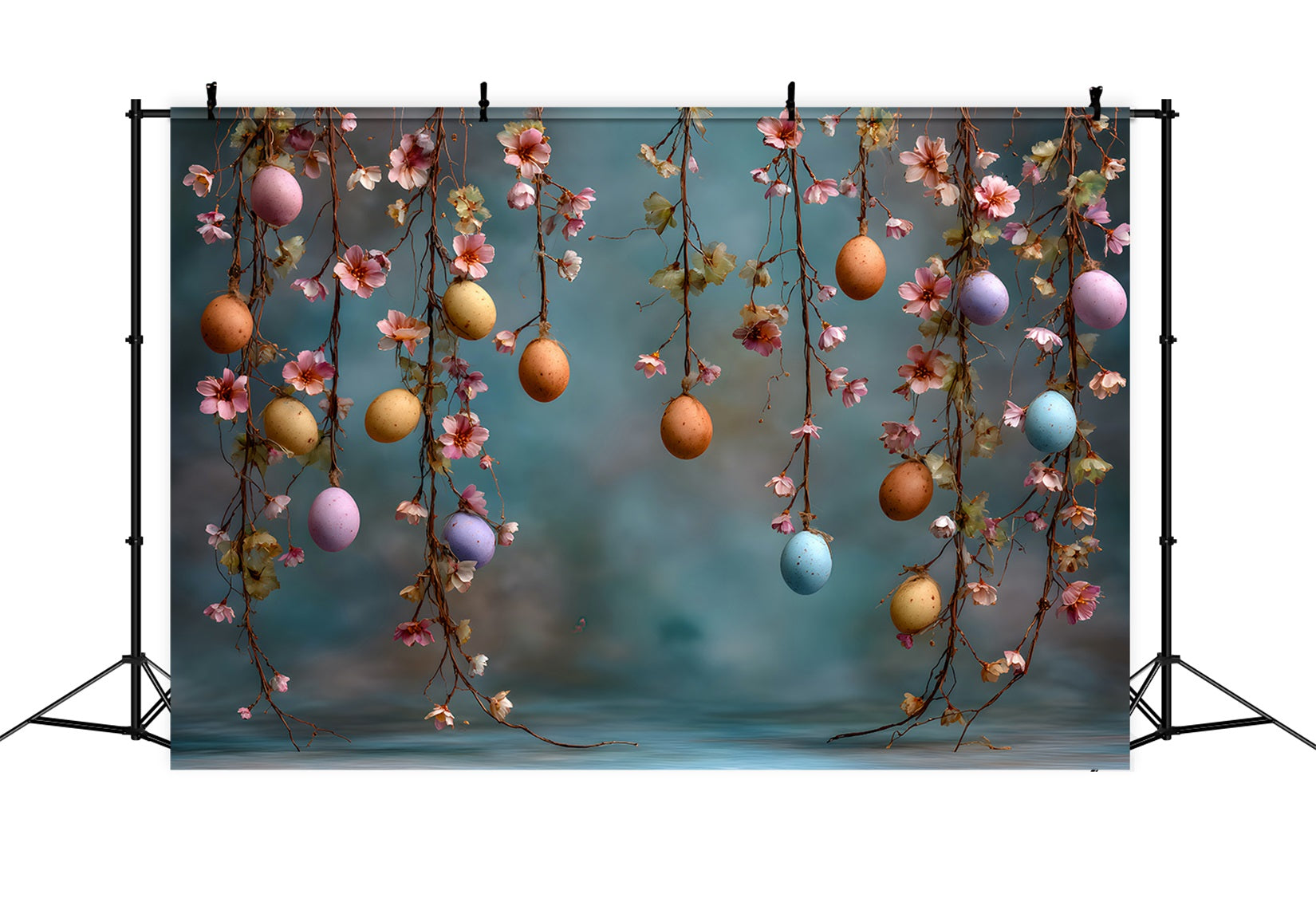 Easter Spring Backdrop Hanging Eggs Blossom Vines Photo Backdrops For Easter UK By Magali