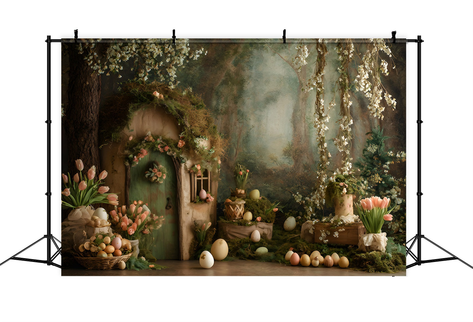 Easter Bunny Burrow Backdrop Hobbit Door Egg Baskets Outdoor Easter Backdrop Ideas UK By Magali