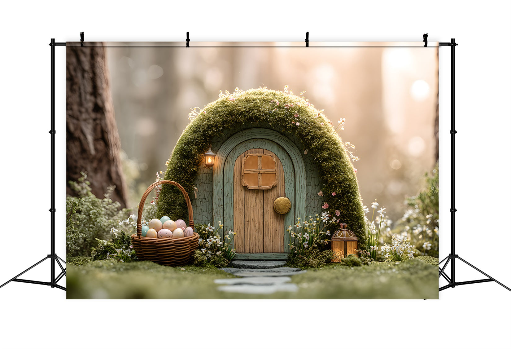 Easter Natural Backdrop Golden Forest Moss Fairy Cottage Backdrop Easter UK By Magali