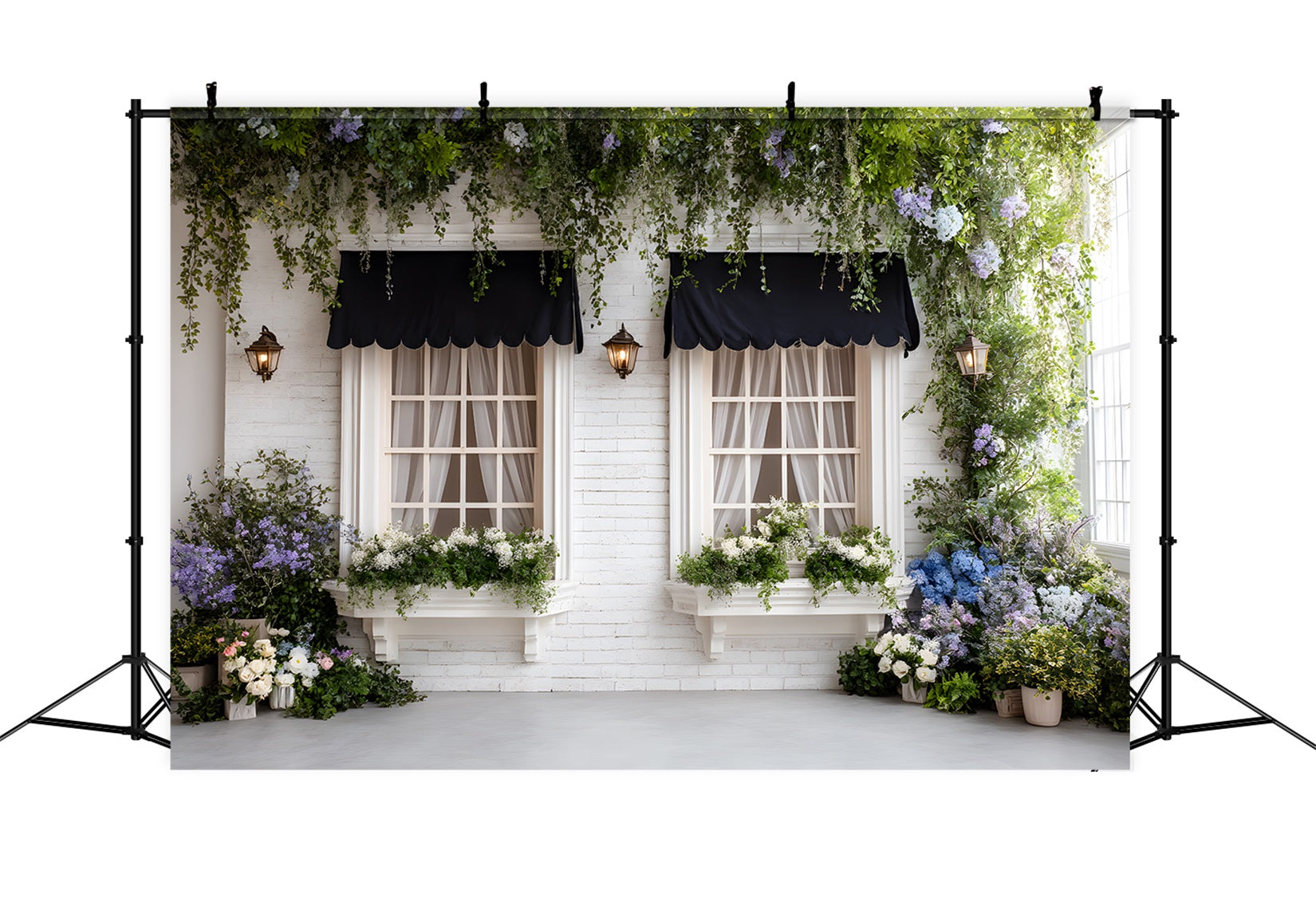 Easter Spring Backdrop Elegant Black Awning Floral Windows Backdrop For Easter UK By Magali