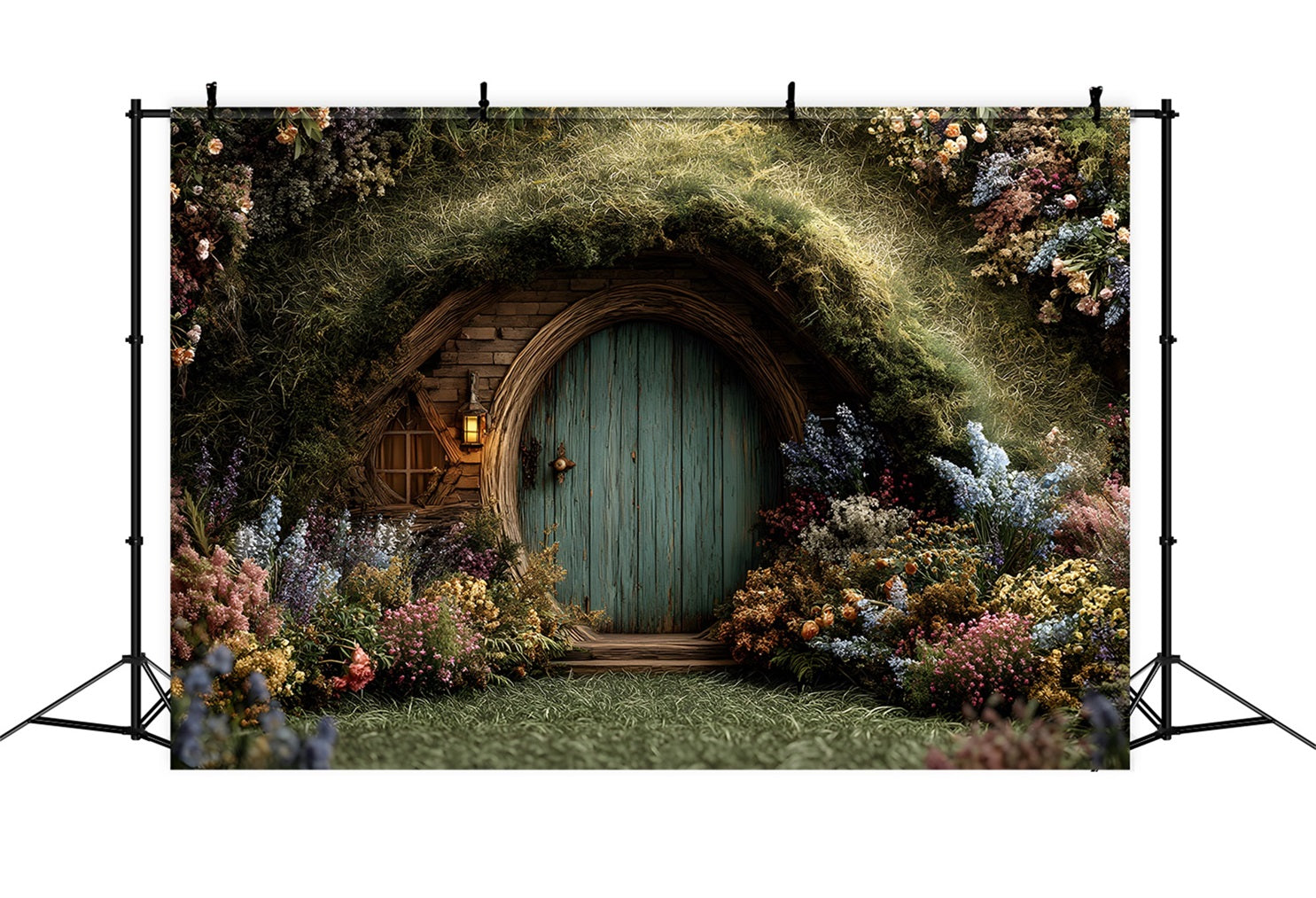 Easter Bunny Burrow Backdrop Enchanted Moss Cottage Floral Door Easter Photography Backdrop UK By Magali