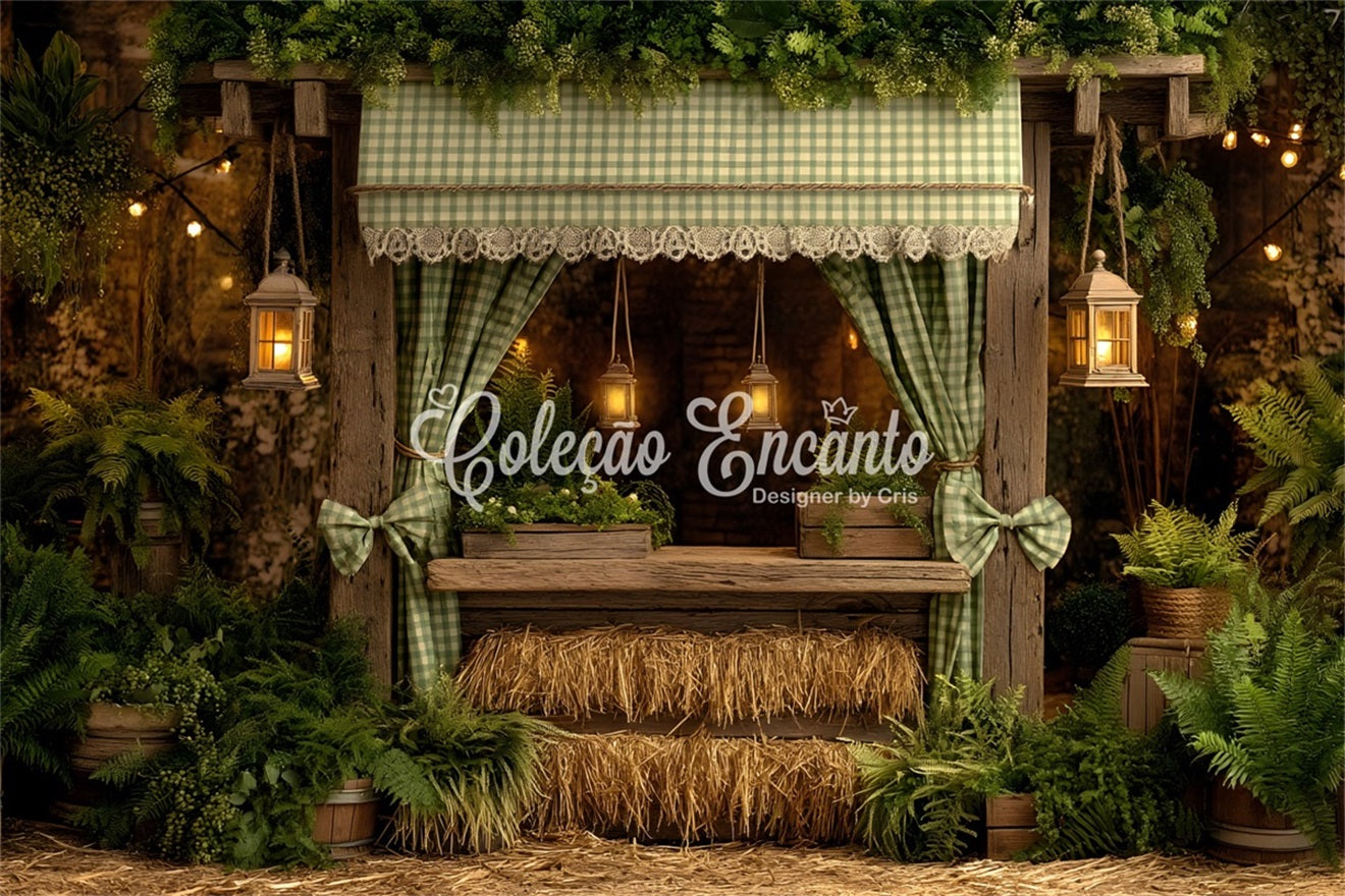 Easter Farm Barn Backdrop Rustic Fern Hay Stall Backdrops For Easter Pictures UK By Magali