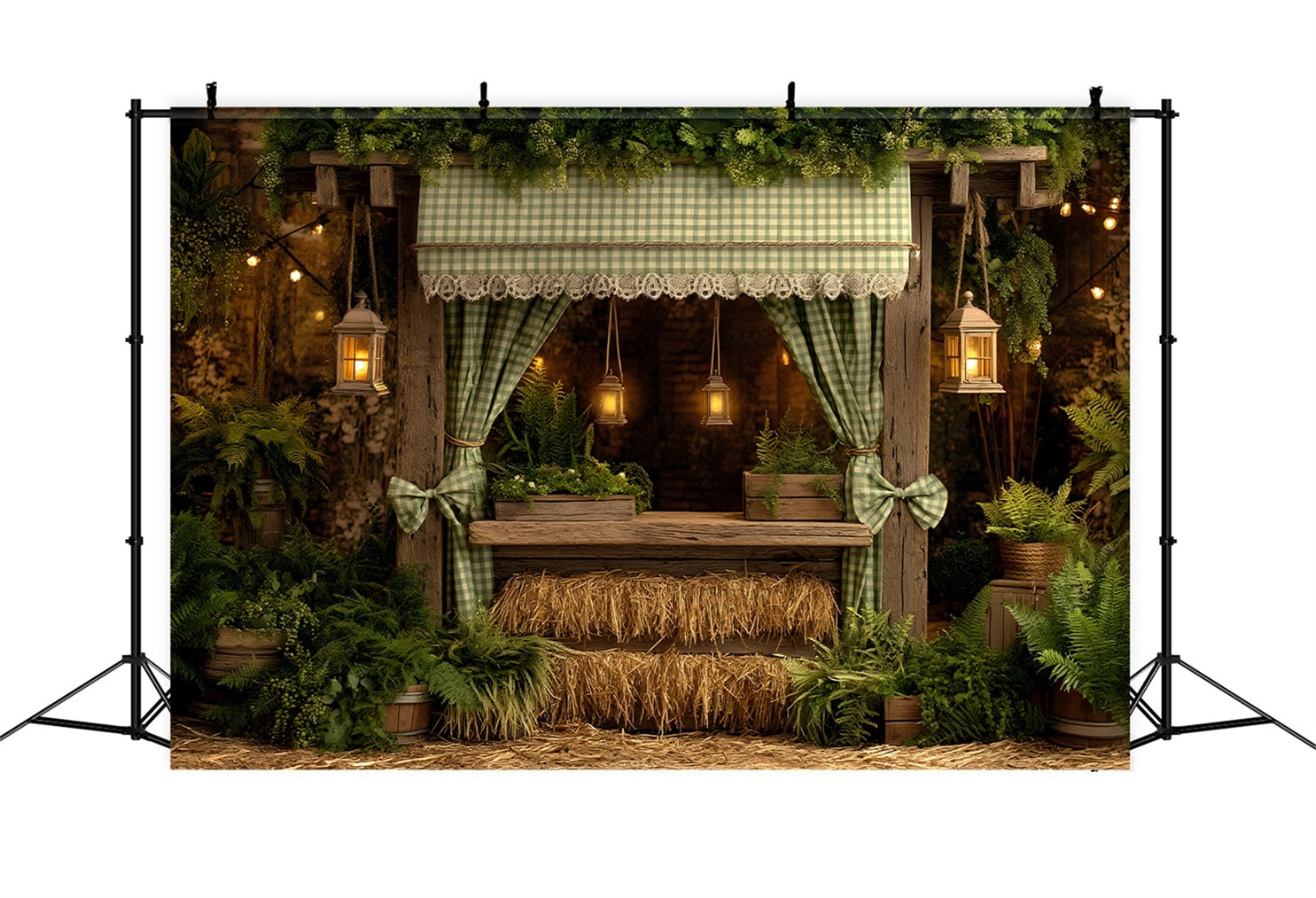 Easter Farm Barn Backdrop Rustic Fern Hay Stall Backdrops For Easter Pictures UK By Magali