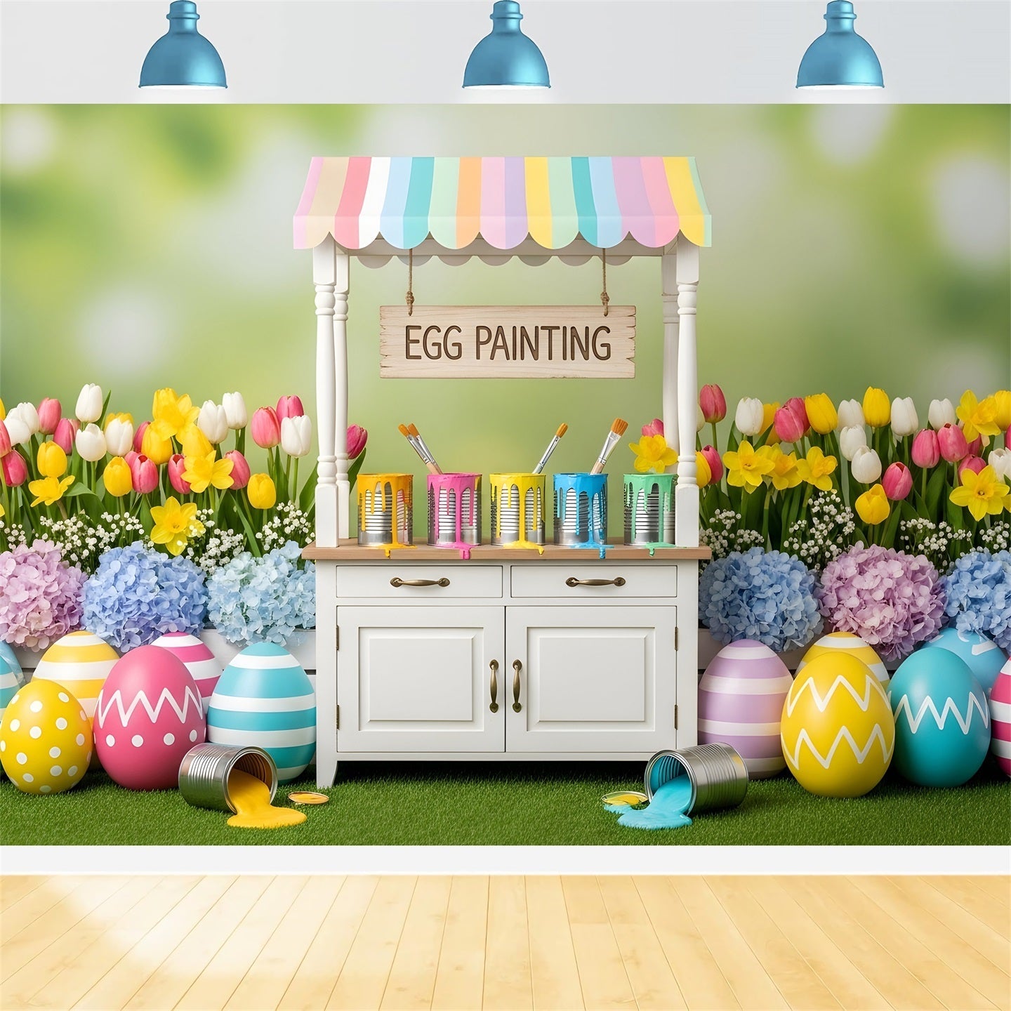 Easter Tulip Backdrop Egg Painting Flower Stall Easy Easter Backdrops UK By Magali