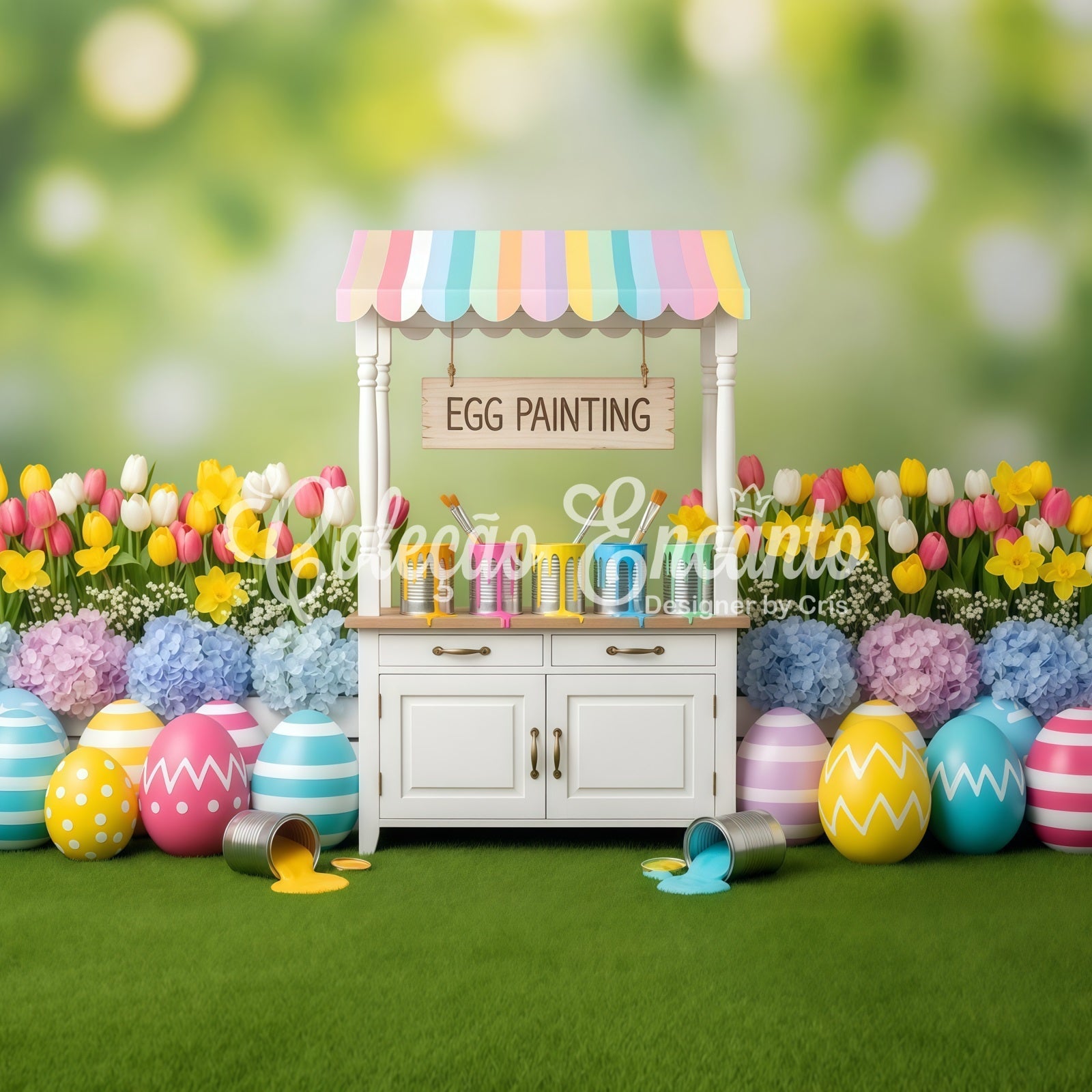 Easter Tulip Backdrop Egg Painting Flower Stall Easy Easter Backdrops UK By Magali
